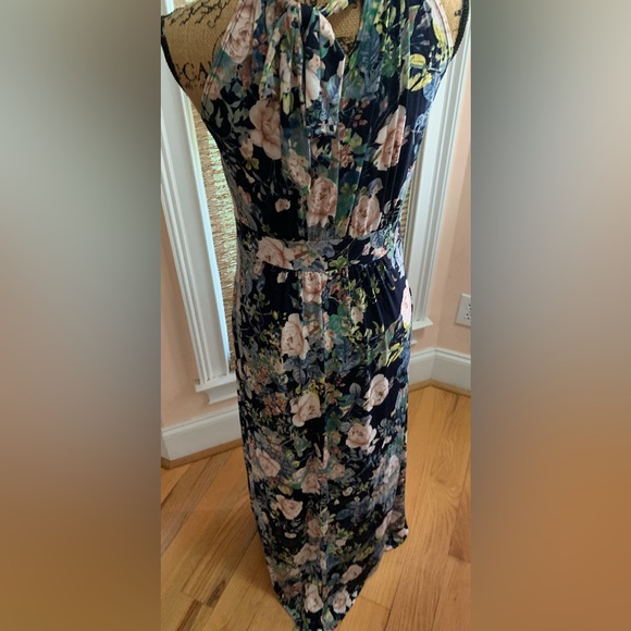 eloges Blue and multi color floral halter toe neck maxi dress Size M NWOT - Picture 2 of 7